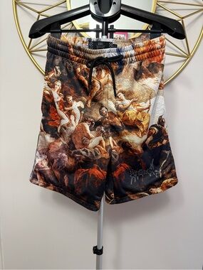Rebel Vengeance Renaissance Angels Art Double Layer Mesh Shorts